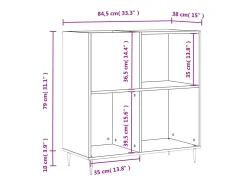 Móvel De Arrumação*vidaxl Armário para discos 84,5x38x89 cm derivados de madeira Preto
