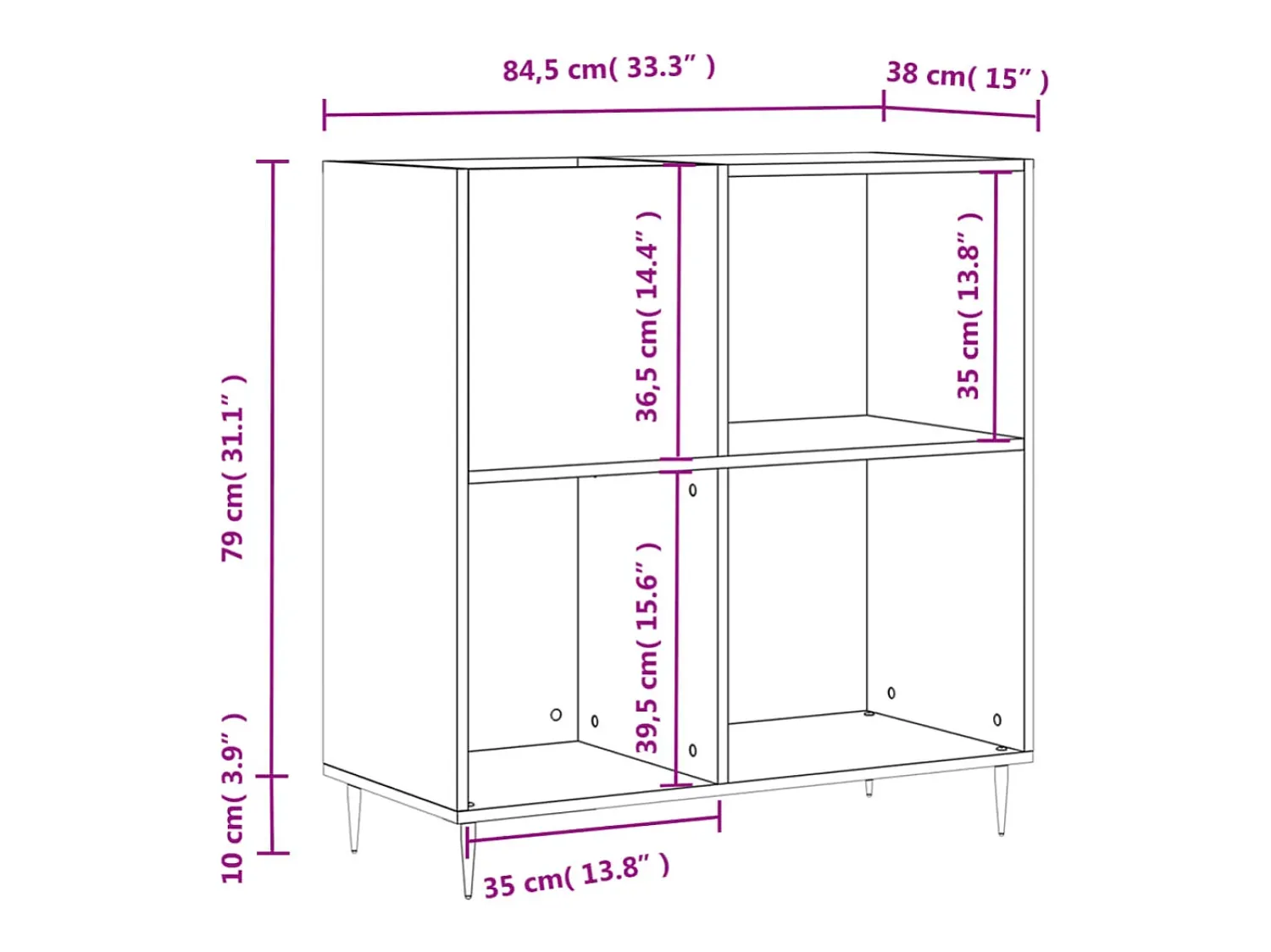 Móvel De Arrumação*vidaxl Armário para discos 84,5x38x89 cm derivados de madeira Preto