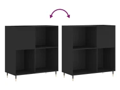 Móvel De Arrumação*vidaxl Armário para discos 84,5x38x89 cm derivados de madeira Preto