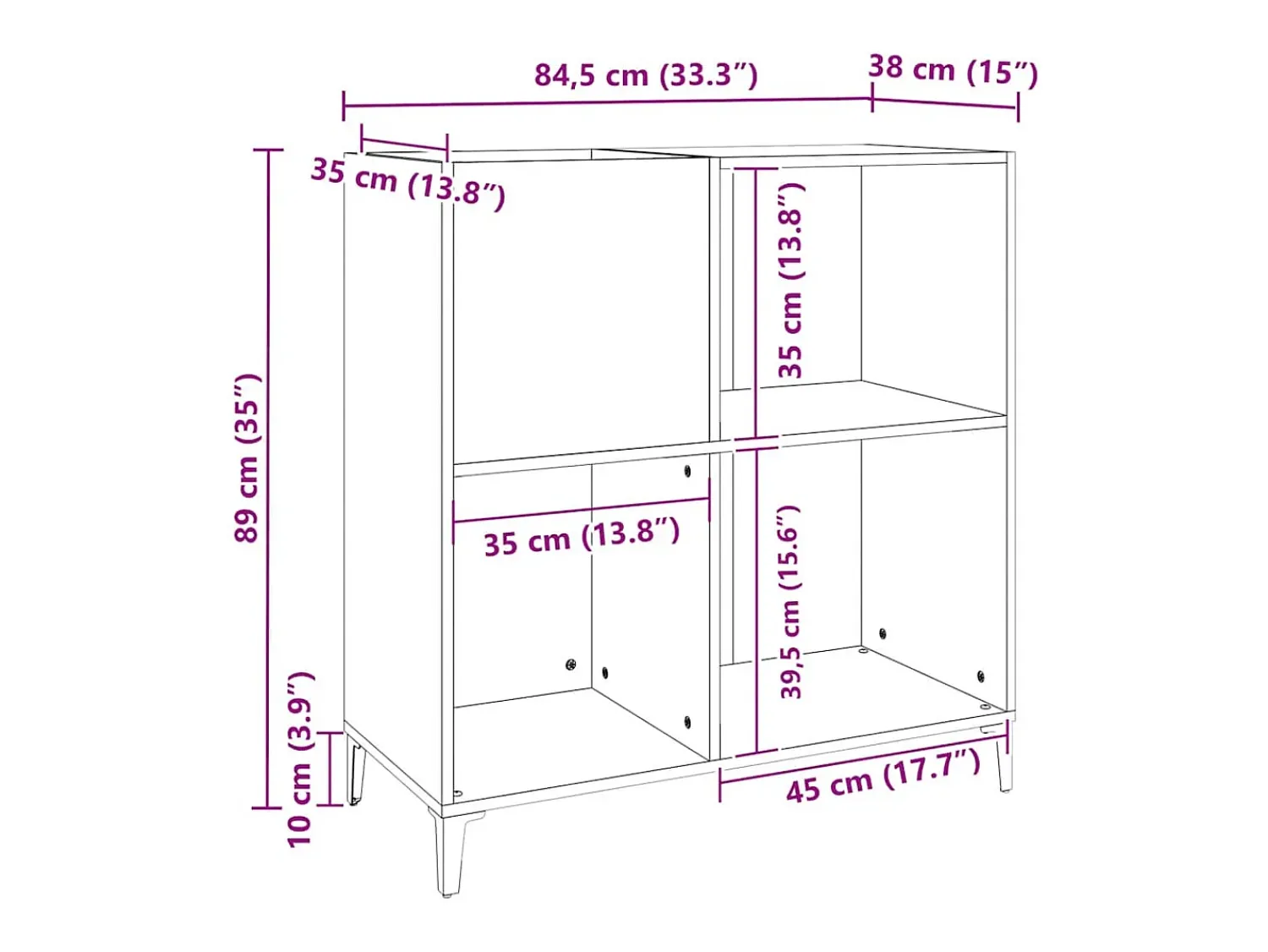 Móvel De Arrumação|vidaxl Armário para discos 84,5x38x89 cm derivados de madeira Preto
