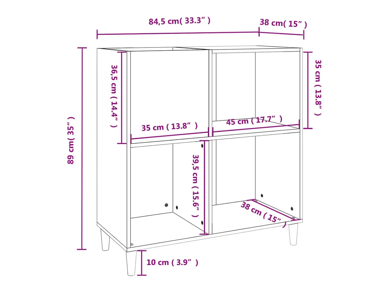 vidaxl Armário para discos 84,5x38x89 cm derivados de madeira^ Móvel De Arrumação