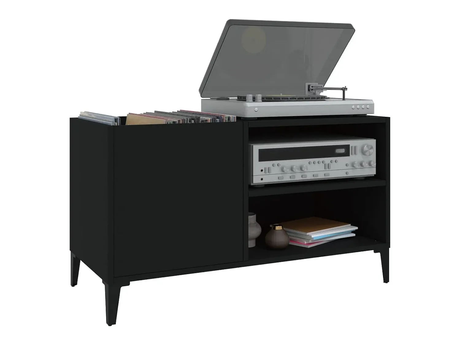 Online vidaxl Armário para discos 84,5x38x48 cm derivados de madeira Preto