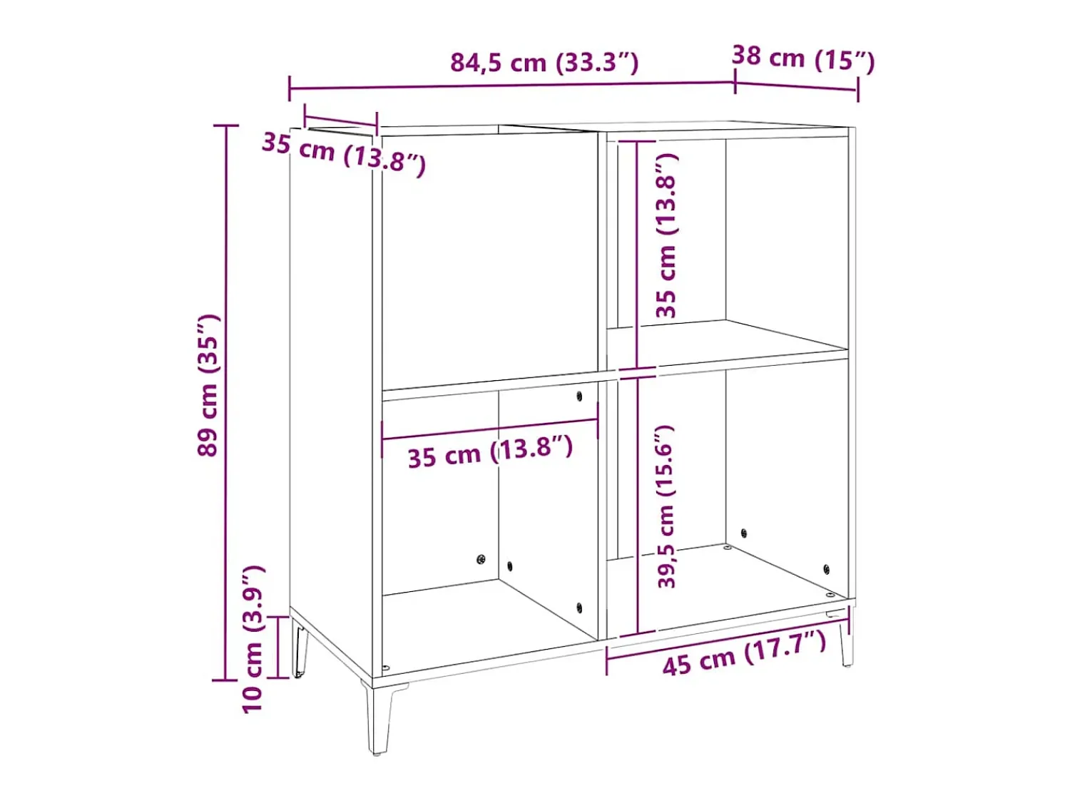 Móvel De Arrumação*vidaxl Armário para discos 84,5x38x89 cm derivados de madeira Branco