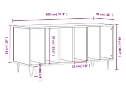 Móvel De Arrumação|vidaxl Armário para discos 100x38x48 cm derivados de madeira Preto
