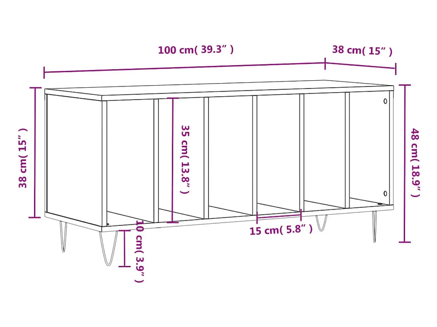 Móvel De Arrumação|vidaxl Armário para discos 100x38x48 cm derivados de madeira Preto