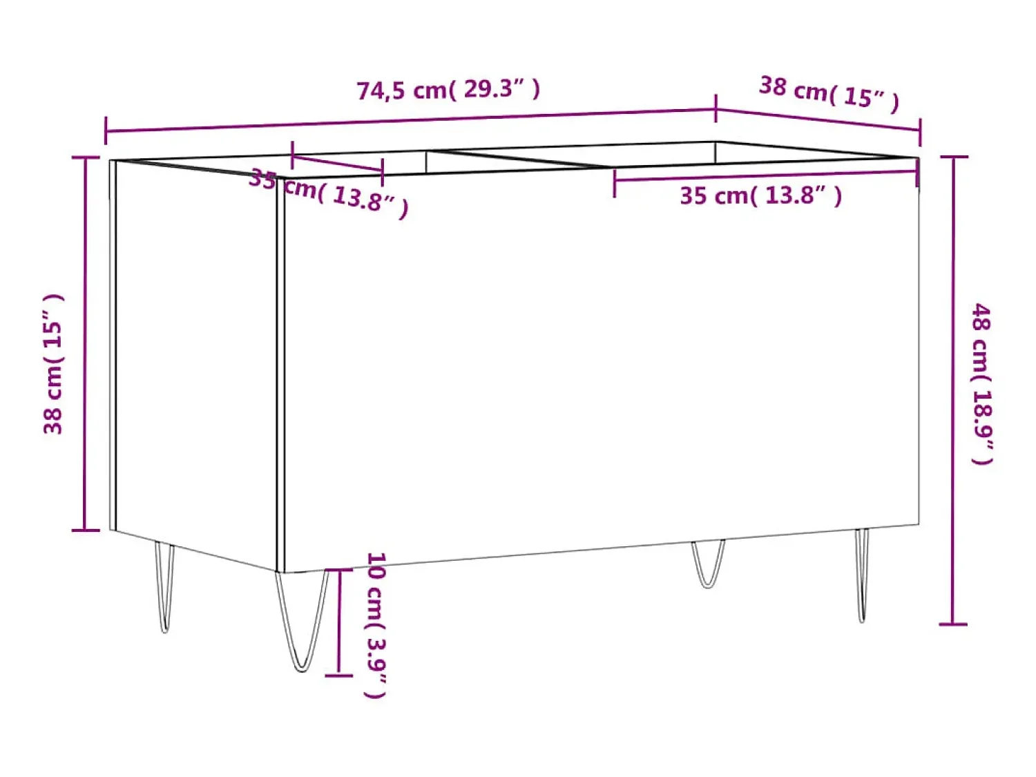 Móvel De Arrumação*vidaxl Armário para discos 74,5x38x48 cm derivados de madeira Branco