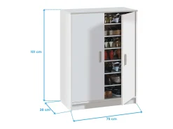 Calicosy Armário para sapatos Basic de 2 portas e 6 prateleiras de armazenamento - - L101 cm^ Móvel De Arrumação|Sapateira