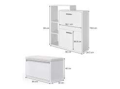 Móvel De Arrumação|Sapateira|Vicco Armário para sapatos 80x39x90 orlando Branco