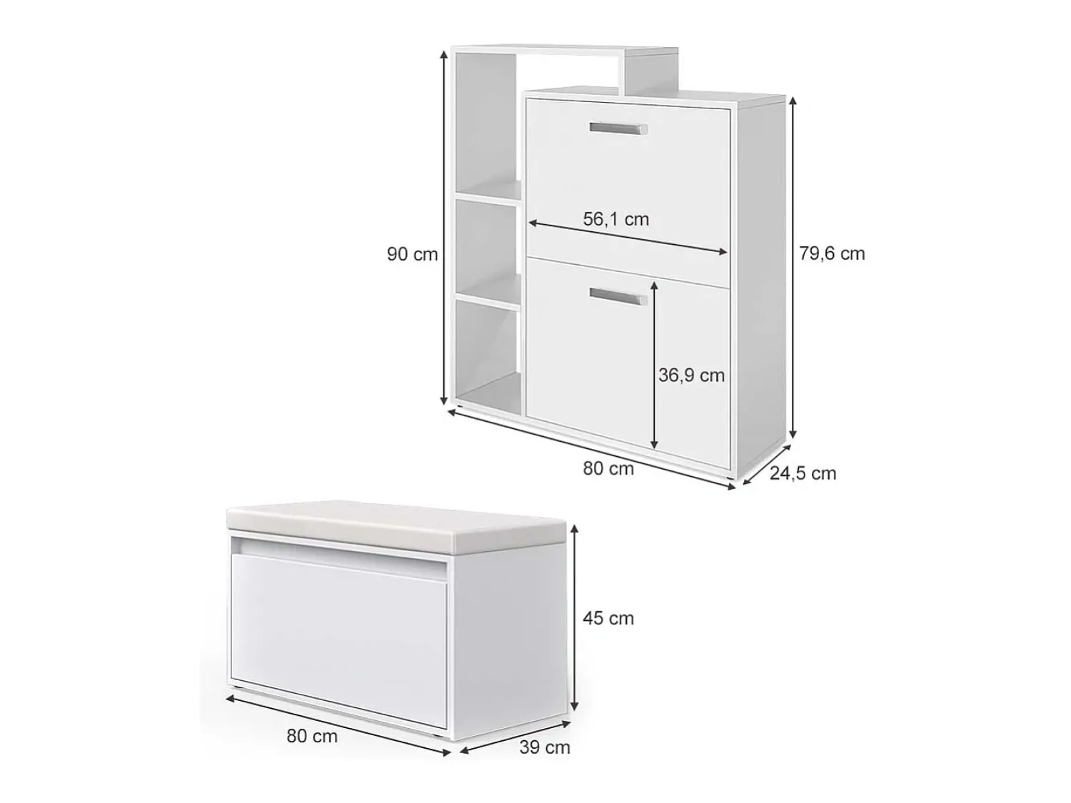 Móvel De Arrumação|Sapateira|Vicco Armário para sapatos 80x39x90 orlando Branco