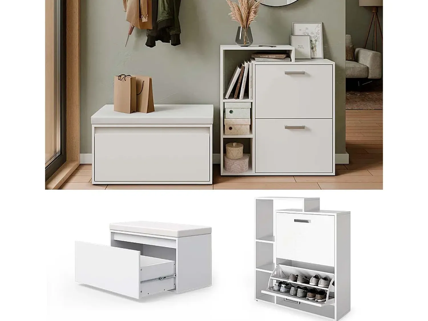 Móvel De Arrumação|Sapateira|Vicco Armário para sapatos 80x39x90 orlando Branco