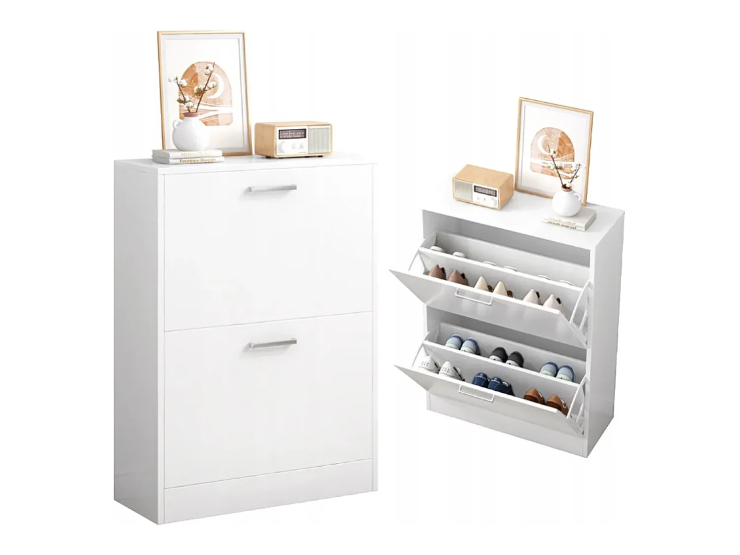 Móvel De Arrumação|Sapateira| Armário para sapatos guarda-roupa estante para sapatos cómoda loft moderna 60 cm Branco