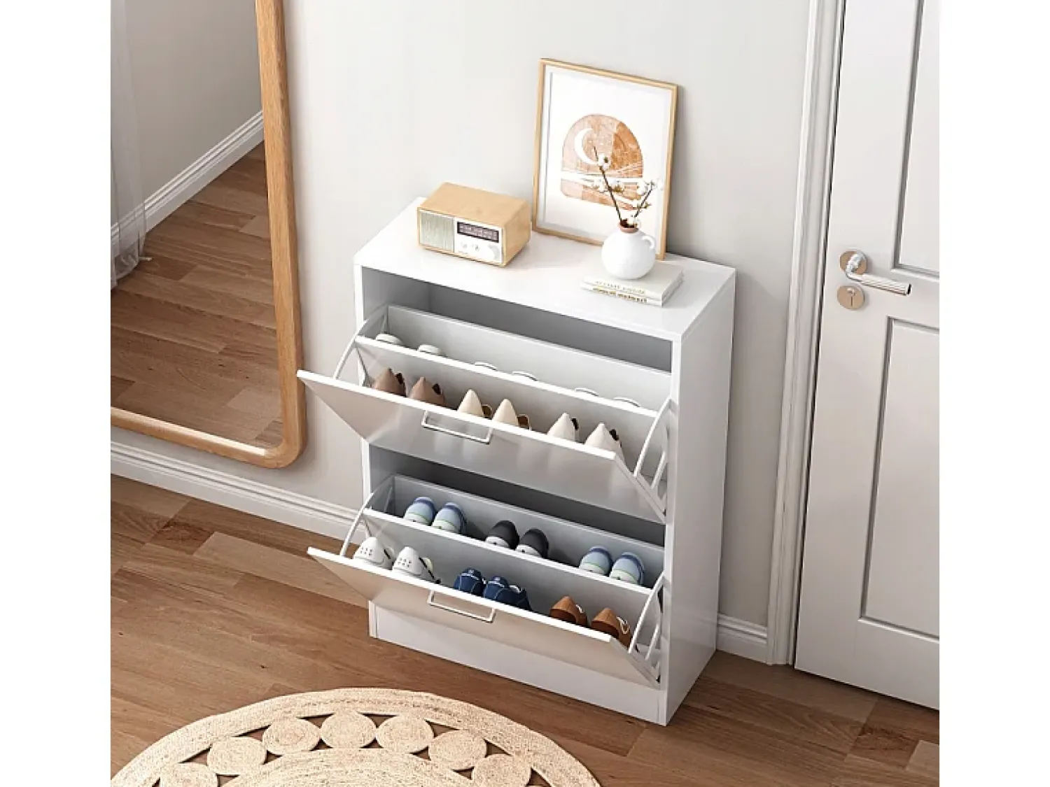 Móvel De Arrumação|Sapateira| Armário para sapatos guarda-roupa estante para sapatos cómoda loft moderna 60 cm Branco