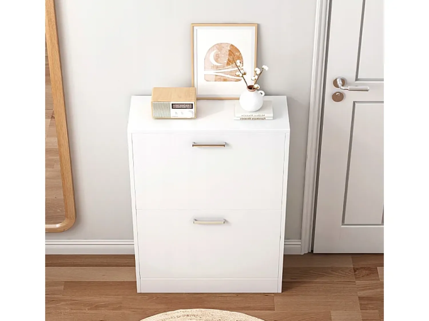 Móvel De Arrumação|Sapateira| Armário para sapatos guarda-roupa estante para sapatos cómoda loft moderna 60 cm Branco