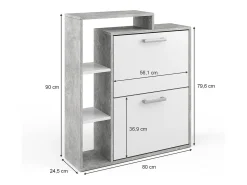 Discount Vicco Armário para sapatos /concreto 24.5x80x90 orlando Branco