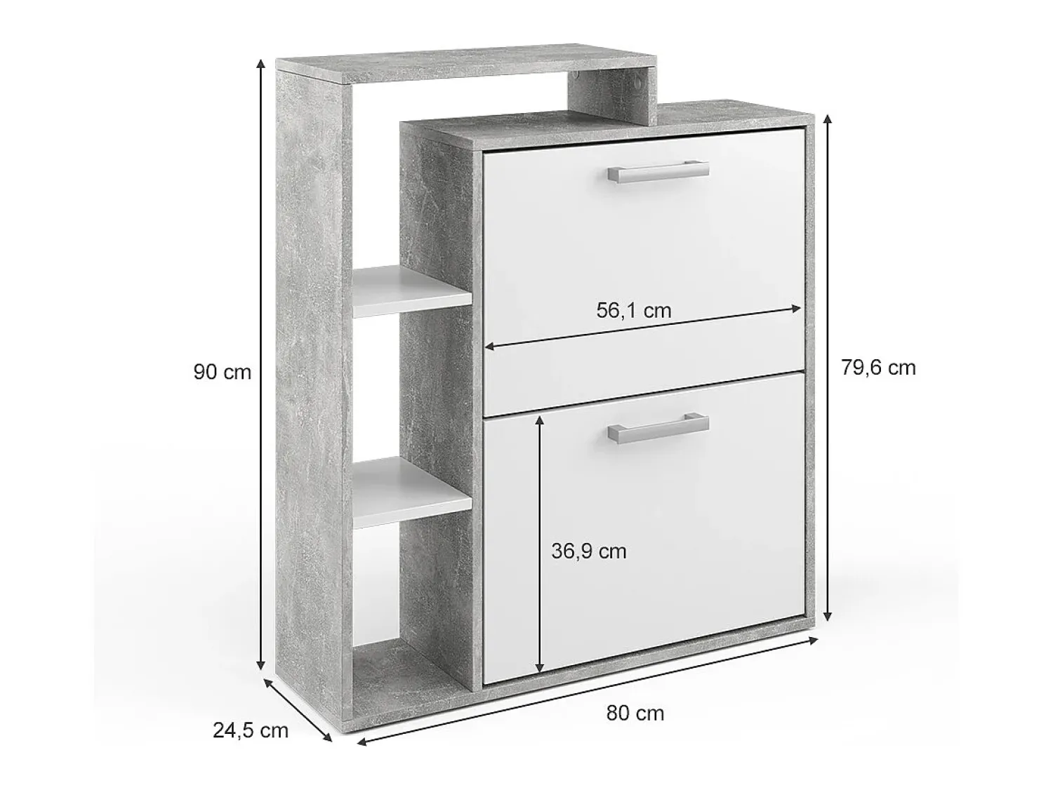 Discount Vicco Armário para sapatos /concreto 24.5x80x90 orlando Branco