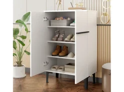 Móvel De Arrumação|Sapateira*Hauss Spole Armário para sapatos com 2 portas - prateleiras ajustáveis 60 × 34,5 x 95 cm Branco