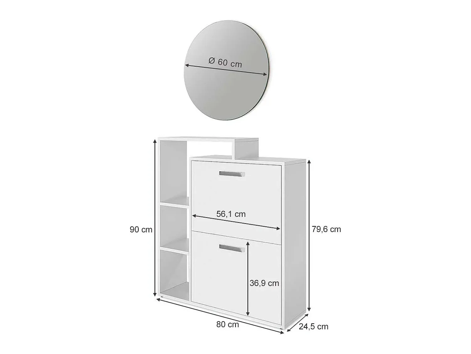 Móvel De Arrumação|Sapateira|Vicco Armário para sapatos 80x25x90 orlando Branco