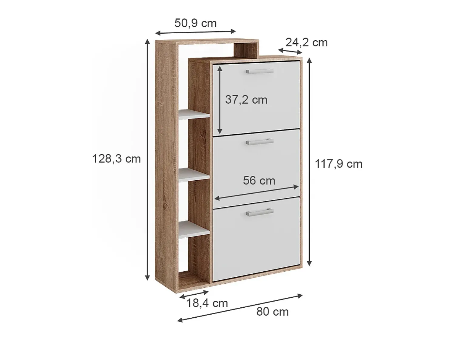 Móvel De Arrumação|Sapateira|Vicco Armário para sapatos /sonoma 80x24.2x128.3 orlando Branco