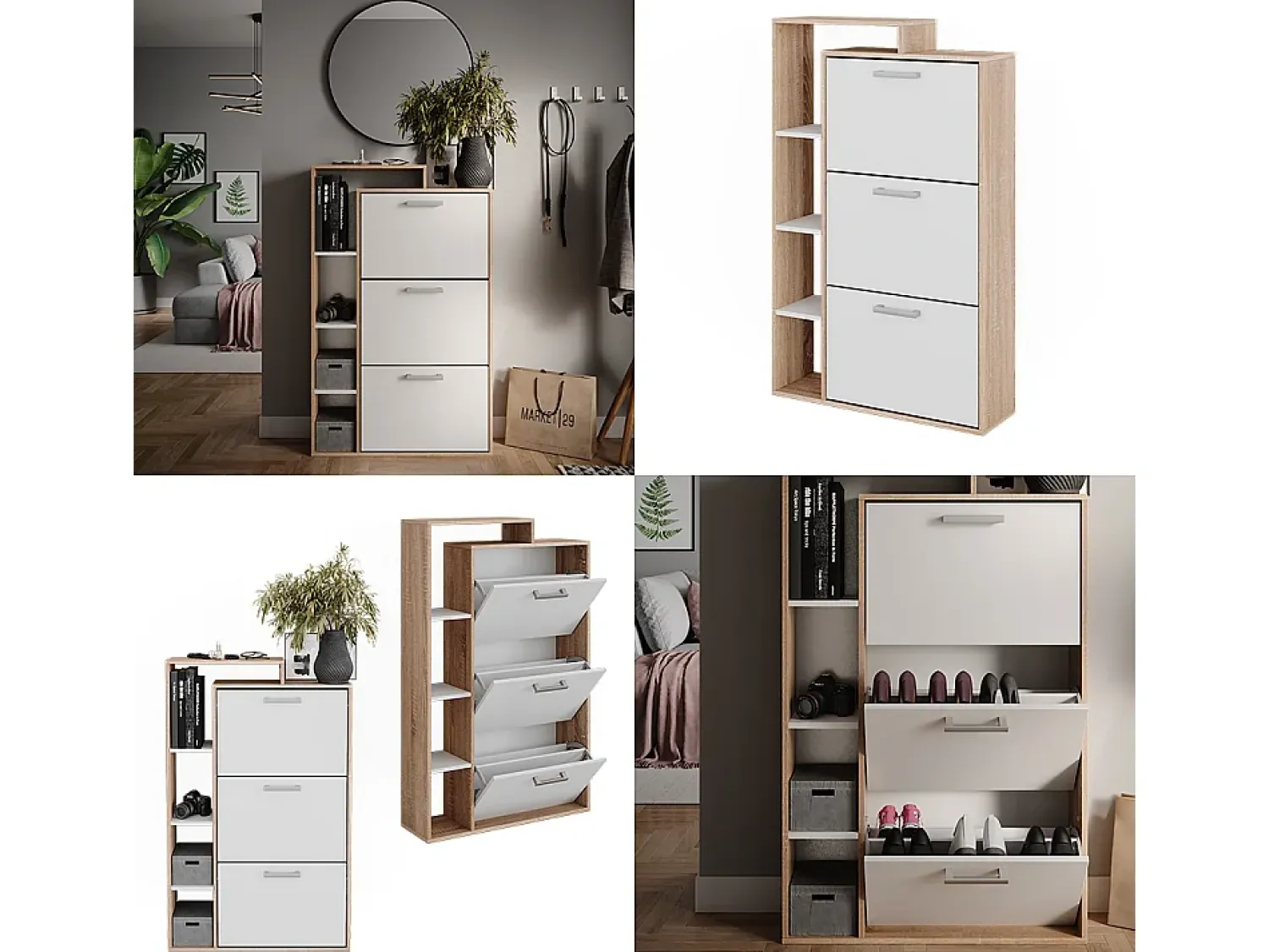 Móvel De Arrumação|Sapateira|Vicco Armário para sapatos /sonoma 80x24.2x128.3 orlando Branco