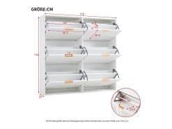 Móvel De Arrumação|Sapateira*Hauss Spole Armário para sapatos com 6 portas basculantes, 118x25x115 cm Branco