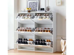 Móvel De Arrumação|Sapateira*Hauss Spole Armário para sapatos com 6 portas basculantes, 118x25x115 cm Branco