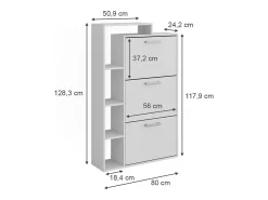 Móvel De Arrumação|Sapateira*Vicco Armário para sapatos 80x24.2x128.3 orlando Branco