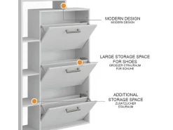 Móvel De Arrumação|Sapateira*Vicco Armário para sapatos 80x24.2x128.3 orlando Branco