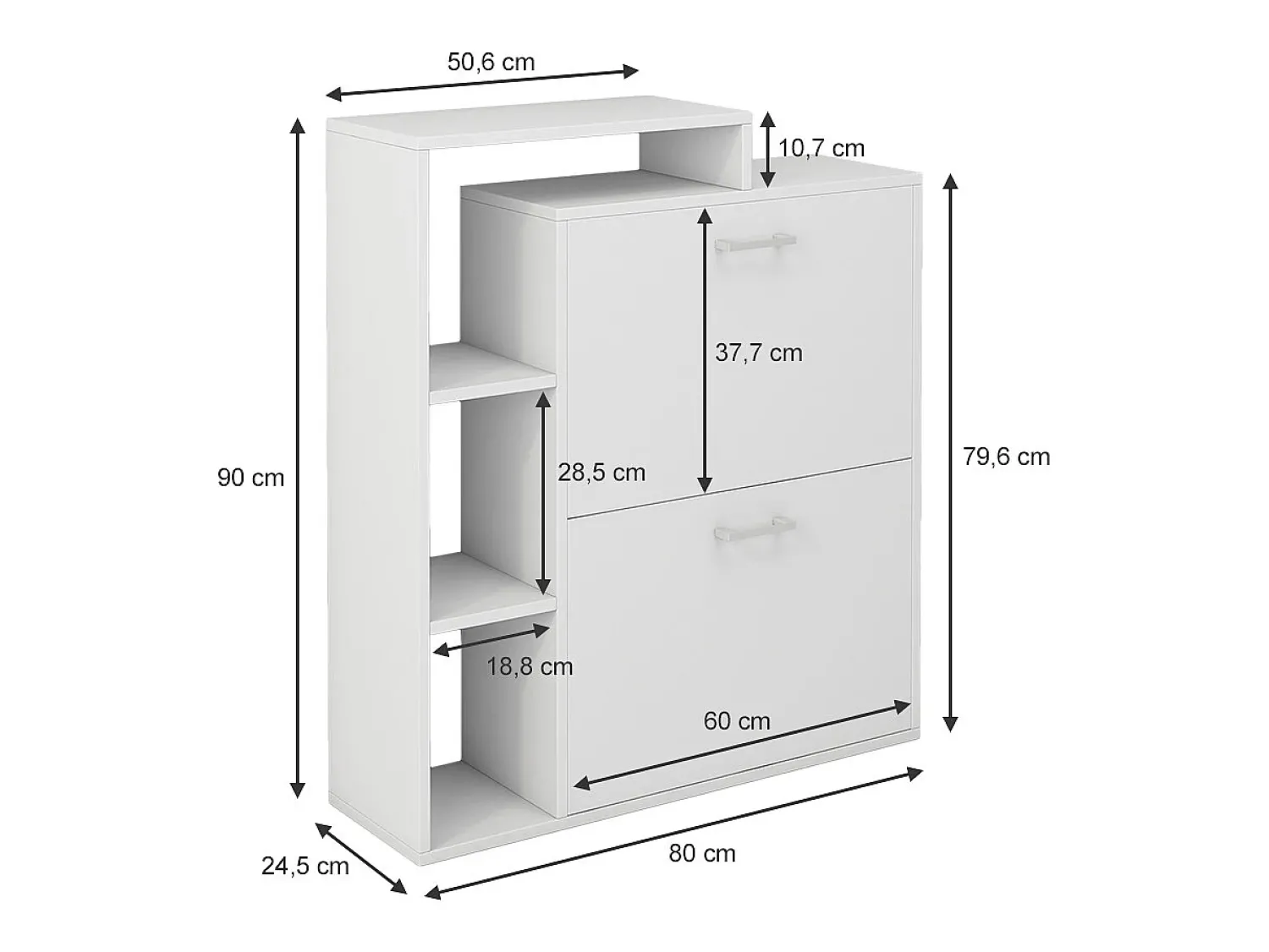 Vicco Armário para sapatos 80x24.5x90 tobias^ Móvel De Arrumação|Sapateira