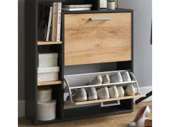 Vicco Armário para sapatos carvalho goldkraft/antracite 24.5x80x90 orlando^ Móvel De Arrumação|Sapateira