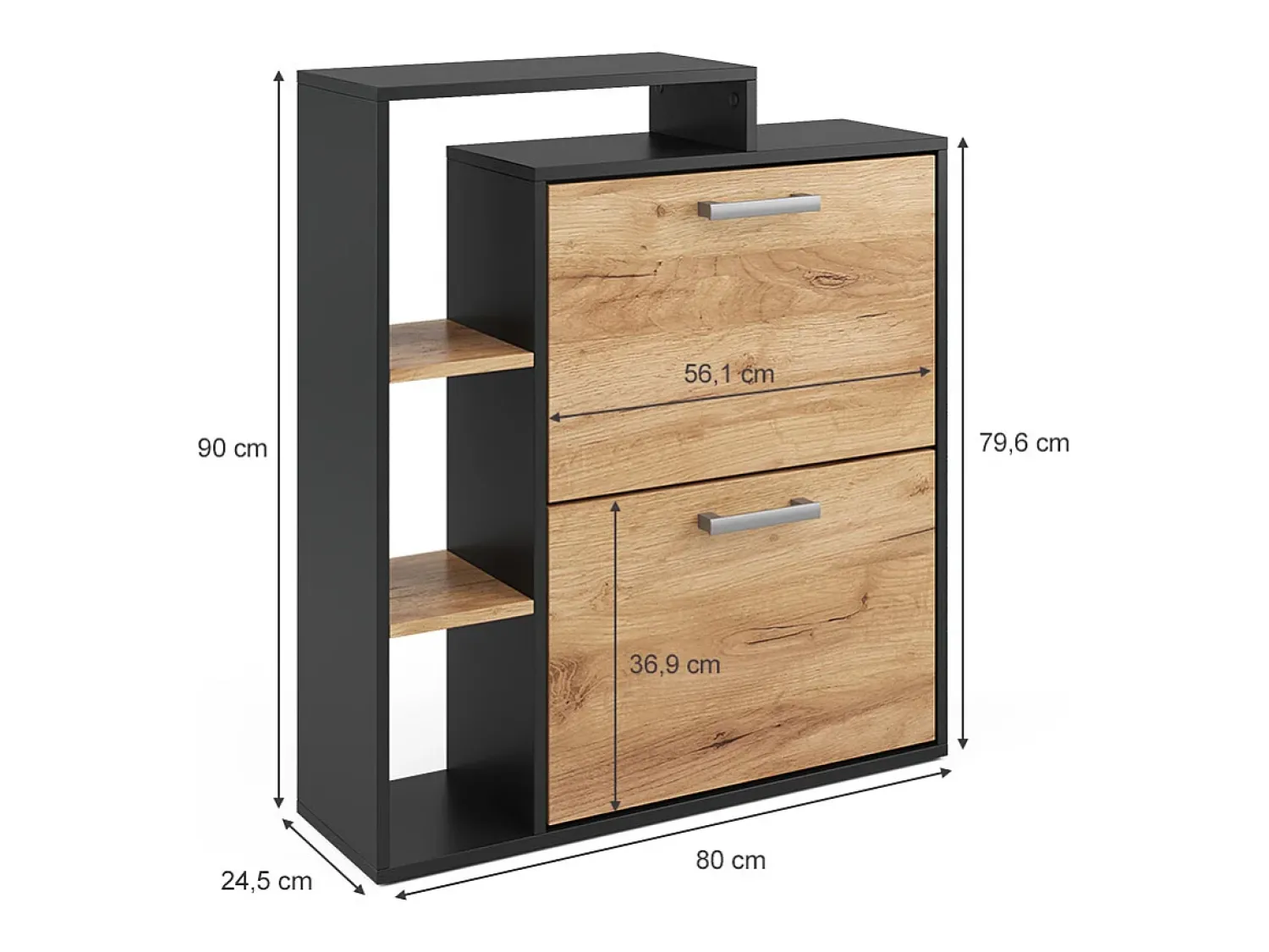 Vicco Armário para sapatos carvalho goldkraft/antracite 24.5x80x90 orlando^ Móvel De Arrumação|Sapateira