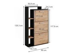Vicco Armário para sapatos carvalho goldkraft/antracite 80x24.2x128.3 orlando Natural escuro