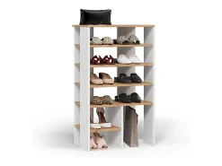 Móvel De Arrumação|Sapateira*Vicco Armário para sapatos carvalho branco/dourado 60x34.4x100 marlon Natural escuro