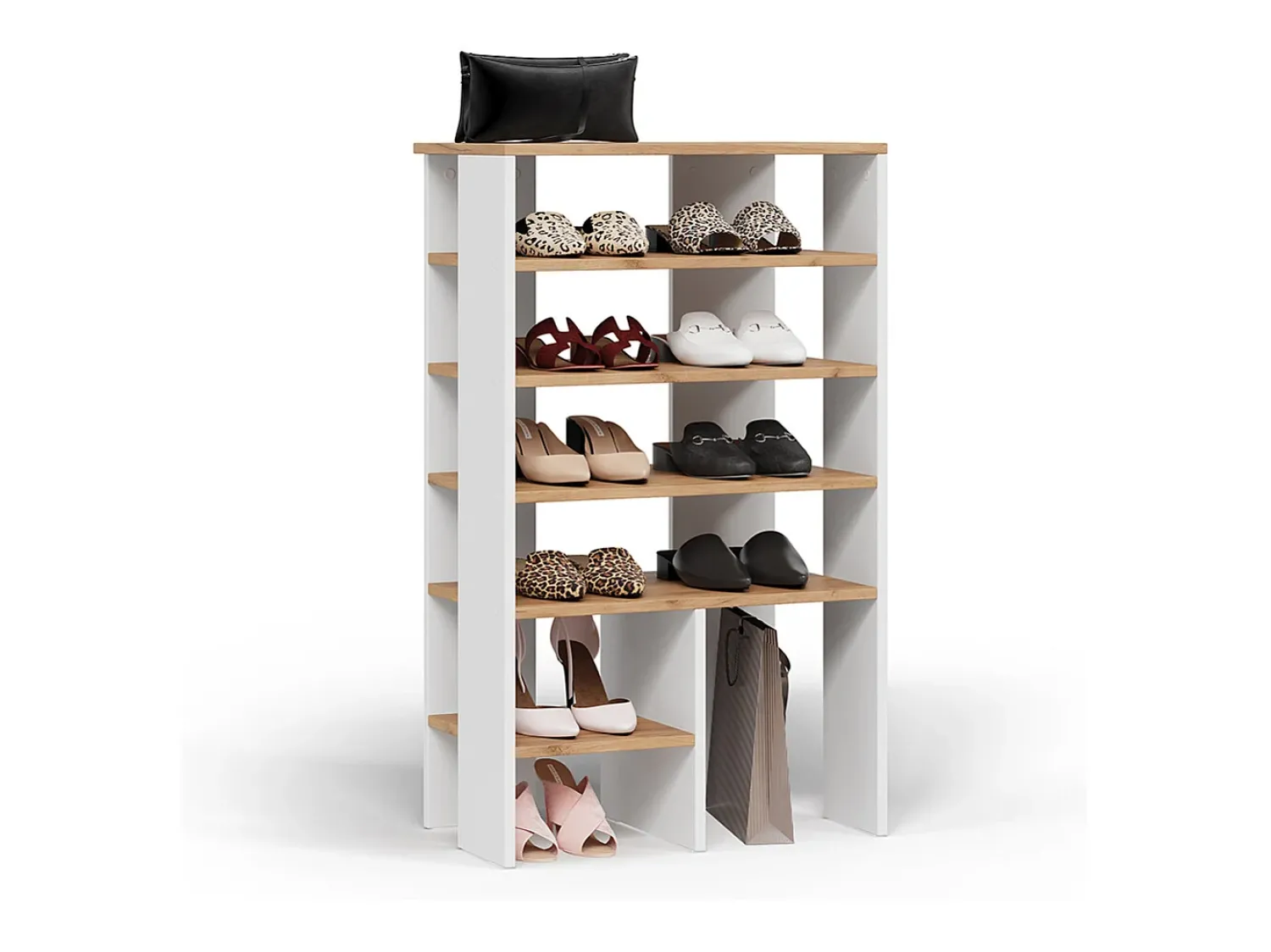 Móvel De Arrumação|Sapateira*Vicco Armário para sapatos carvalho branco/dourado 60x34.4x100 marlon Natural escuro
