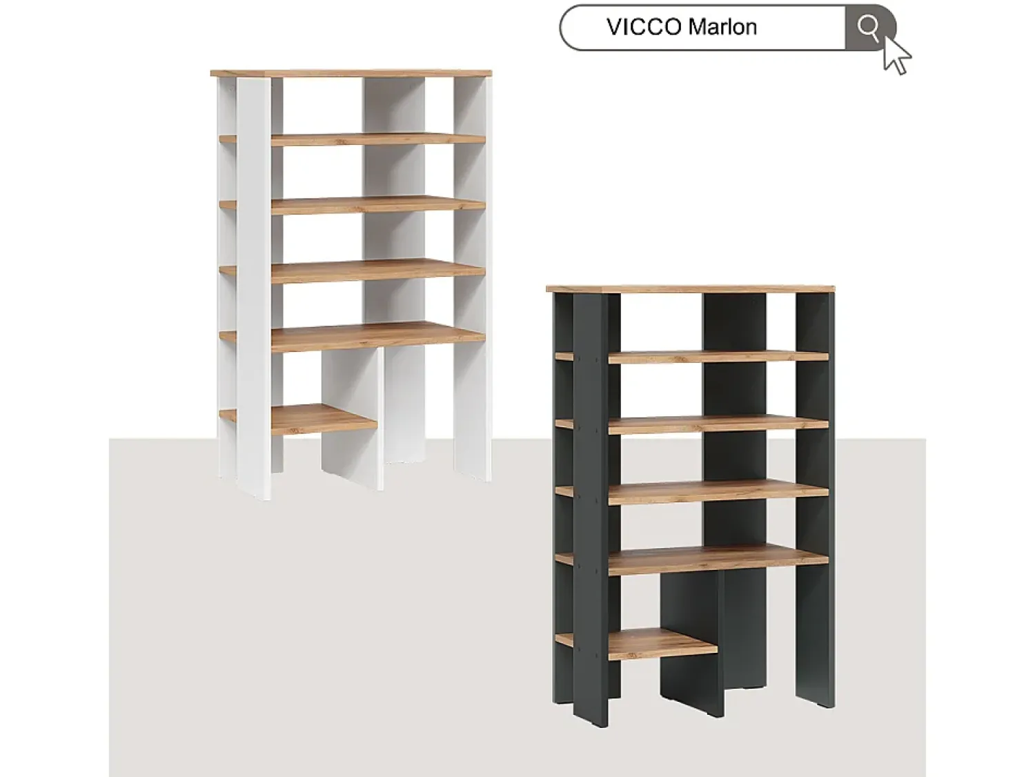 Móvel De Arrumação|Sapateira*Vicco Armário para sapatos carvalho branco/dourado 60x34.4x100 marlon Natural escuro