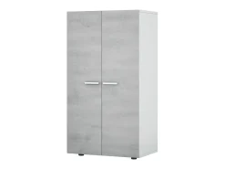 Hot duehome Armário para sapatos Cloe - 2 portas - 6 prateleiras - Efeito betão - e cimento - L55 x P36 x A103 cm Branco