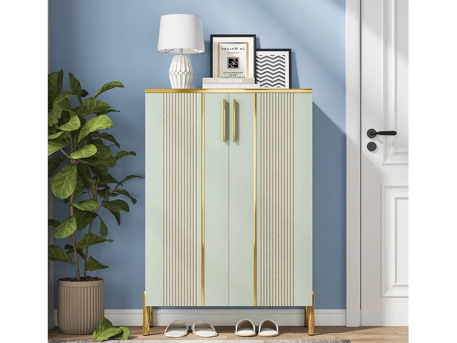 Tribesigns Armário para sapatos com 2 portas, 70 x 35 x 100 cm, com 6 níveis e prateleiras reguláveis, para 22 pares de sapatos^ Móvel De Arrumação|Sapateira