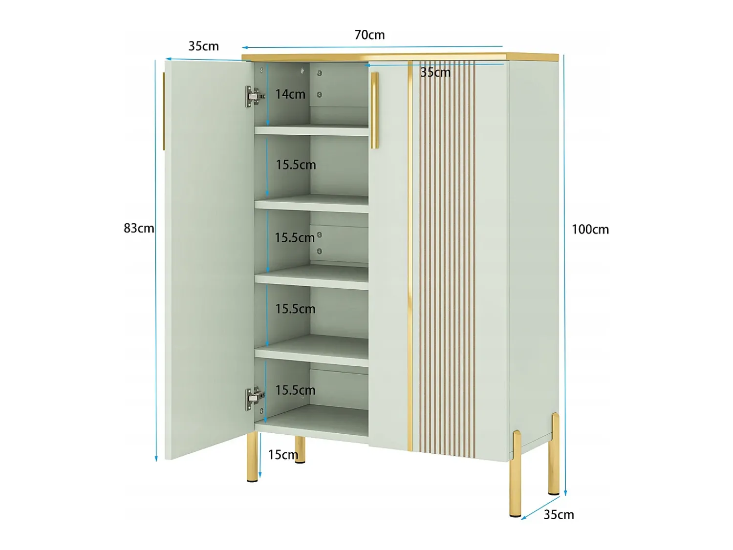 Tribesigns Armário para sapatos com 2 portas, 70 x 35 x 100 cm, com 6 níveis e prateleiras reguláveis, para 22 pares de sapatos^ Móvel De Arrumação|Sapateira