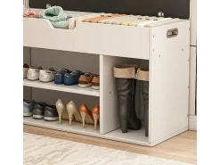 ARMÁRIO PARA SAPATOS COM ASSENTO DE MADEIRA ARMAZÉM 3 PRATELEIRAS ABRIR 80 CM^ Móvel De Arrumação|Sapateira