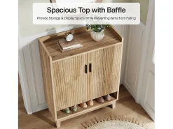 Móvel De Arrumação|Sapateira|Tribesigns Armário para Sapatos com Portas, Armário de Armazenamento para Sapatos de Entrada para 20 Pares, Organizador de Sapatos no Estilo Rural Natural claro