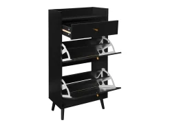 Outlet Hauss Spole Armário para sapatos em rattan - 2 portas e 1 gaveta Preto