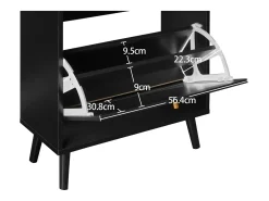Outlet Hauss Spole Armário para sapatos em rattan - 2 portas e 1 gaveta Preto