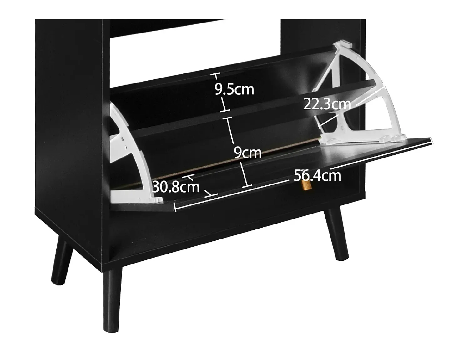 Outlet Hauss Spole Armário para sapatos em rattan - 2 portas e 1 gaveta Preto