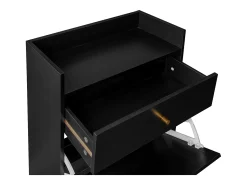 Outlet Hauss Spole Armário para sapatos em rattan - 2 portas e 1 gaveta Preto