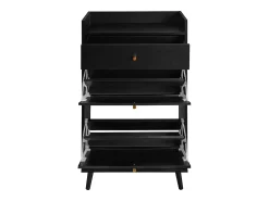 Outlet Hauss Spole Armário para sapatos em rattan - 2 portas e 1 gaveta Preto