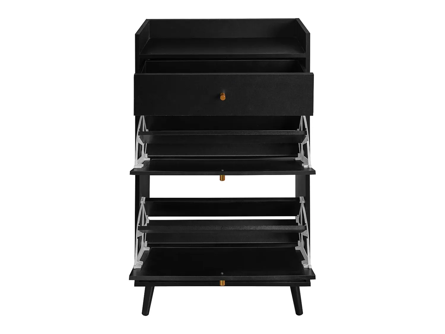 Outlet Hauss Spole Armário para sapatos em rattan - 2 portas e 1 gaveta Preto