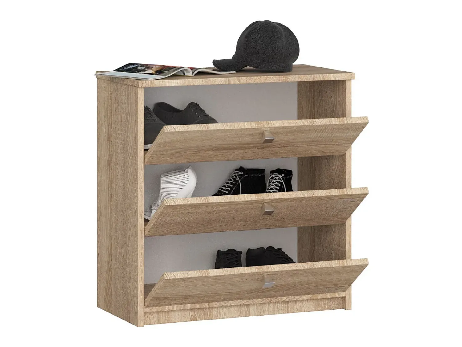 Akord Armário para Sapatos MINI com 3 Portas Basculantes - 60 cm - Carvalho Sonoma^ Móvel De Arrumação|Sapateira