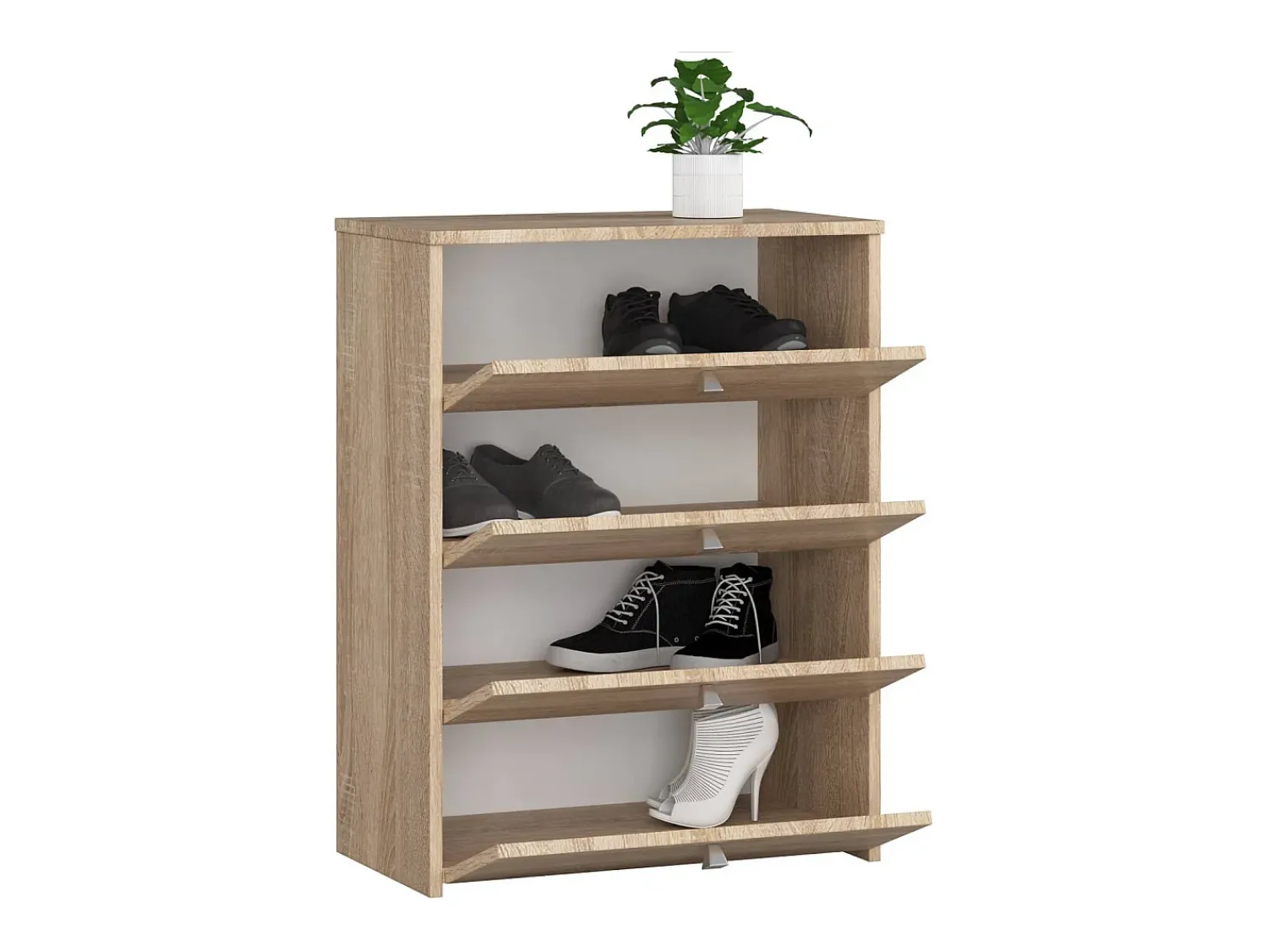 Akord Armário para Sapatos RUBIN com 4 Portas de Basculação 66cm - Carvalho Sonoma^ Móvel De Arrumação|Sapateira
