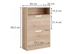 Móvel De Arrumação|Sapateira|Vicco Armário para sapatos sonoma 59x22x89.5 luca Natural claro