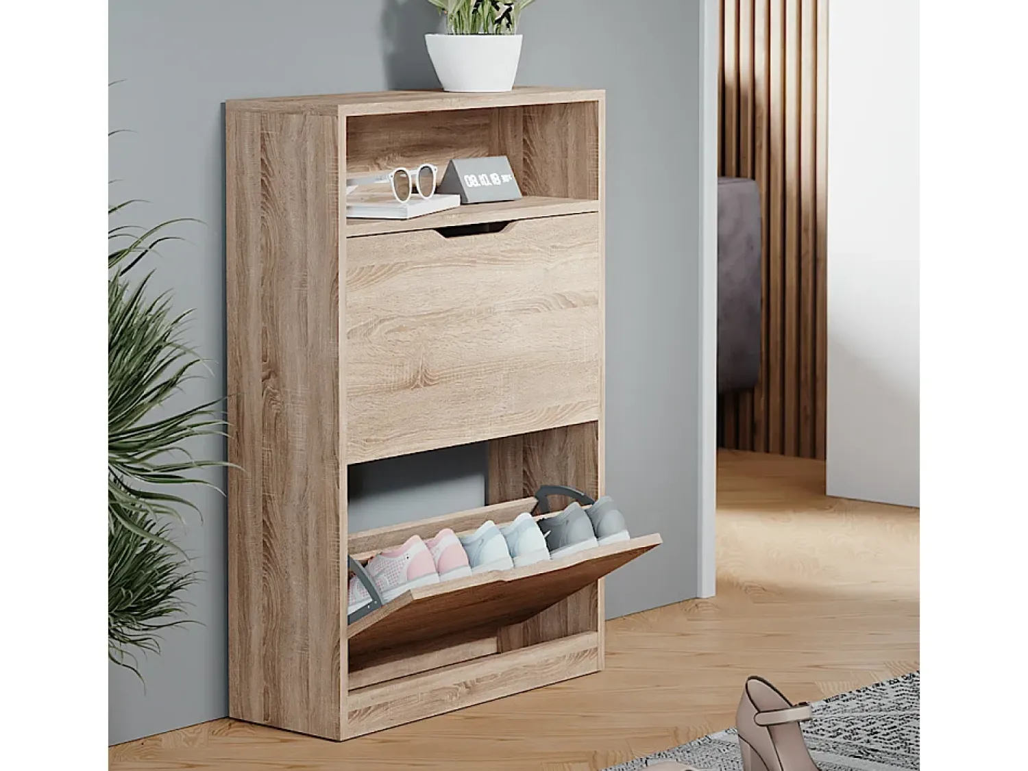 Móvel De Arrumação|Sapateira|Vicco Armário para sapatos sonoma 59x22x89.5 luca Natural claro