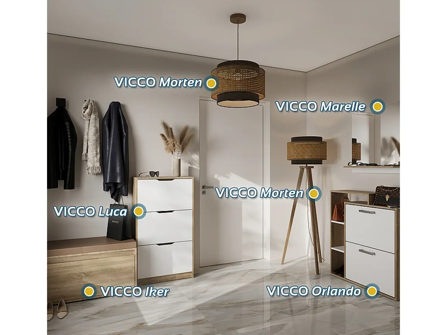 Móvel De Arrumação|Sapateira|Vicco Armário para sapatos sonoma 59x22x89.5 luca Natural claro